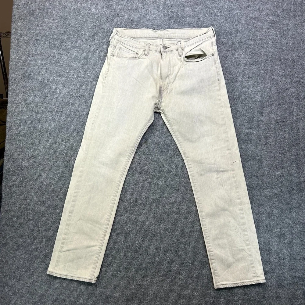Levi's 513 Jeans Men's Light Gray Denim Straight Pockets Classic Zip Fly - 34X29